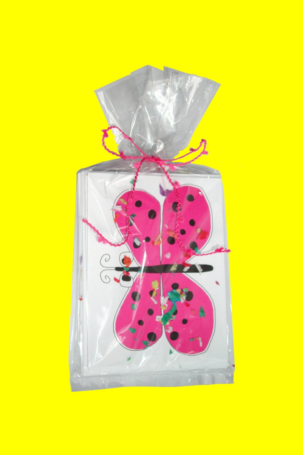 Bugged Out Bug Cards - cello gift bag of 12 assorted note cards with whimsical bugs