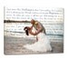 Your Wedding Picture printed on Canvas with your vows or song lyrics 30X30