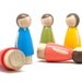 Fair Trade - Color Mamas - Five Wooden Peg Dolls for your Modern Doll House - Goose Grease Wooden Toys