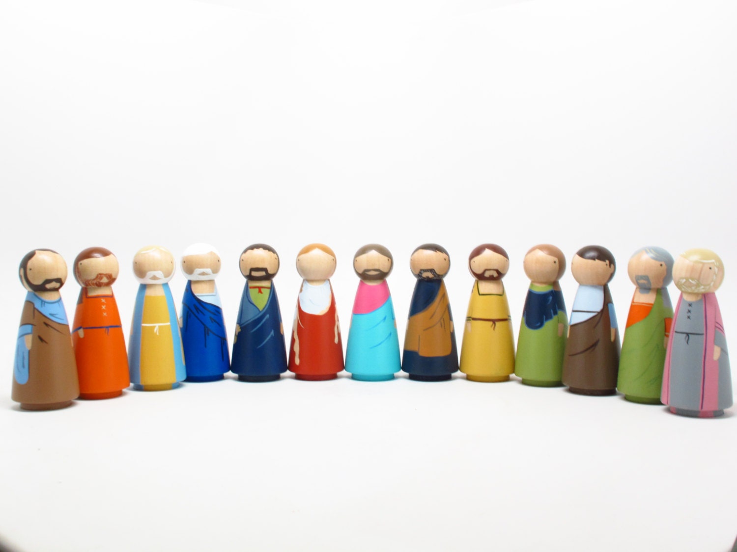 Wooden Peg Dolls The Last Supper - Wooden Dolls - Easter Basket Gift Ideas - Girls Peg Dolls