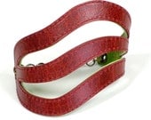 SALE Leather Cuff Bracelet Green and Red Reversible