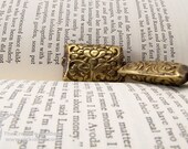 Tibetan Buddhist Lotus Rectangle Hand Carved Brass Artisan Bead