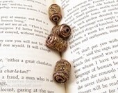 Cylindar Fish Carved Brass Artisan Bead Nepal Hindu Tibetan Buddhist Jewelry