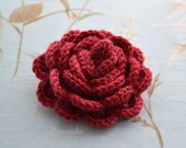 Crochet flower brooch, shawlpin, red, valentine I897