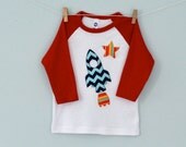 Chevron Rocket Shirt, Toddler and Kids Baseball T-shirt