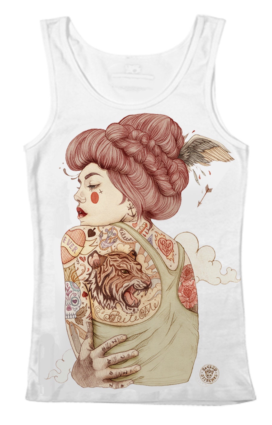 UNISEX Tattoo Flash Vest/Tank, Bite Me, S/M/L/XL