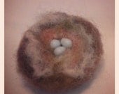 Pin BroochTiny Birds Nest Felted inside of a real Bird Felted Clay Eggs Mi