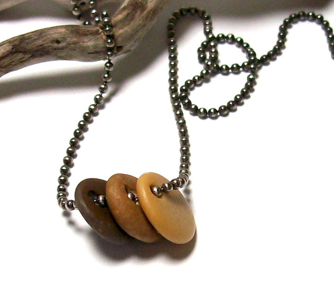 SALE Beach Stone Jewelry Beads Drilled Pebbles Earth Charms - River Rocks - Organic Supplies - " 3 Dots" by StoneMe