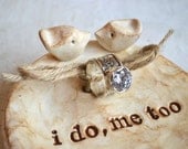 Wedding ring dish ... ring bearer bowl, handmade polymer clay lovebird dish ... i do me too
