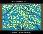 36" Abstract Landscape Painting Original Modern Heavy Texture Impasto Palette Knife Metallic Flowers Wall Décor "The Blooming Season"