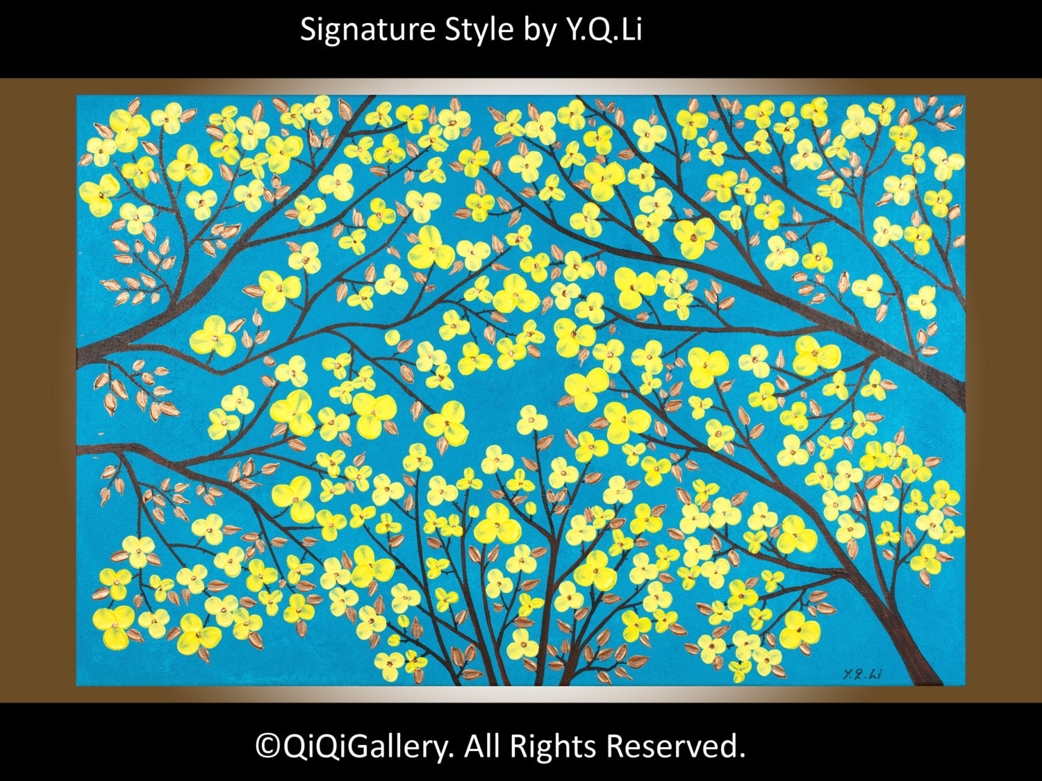 36" Abstract Landscape Painting Original Modern Heavy Texture Impasto Palette Knife Metallic Flowers Wall Décor "The Blooming Season"