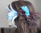 Teal Turquoise stargazer lily hair flower hair clip fascinator