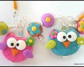New Polymer Clay Beaded Bookmark Funky Owls
