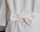 Ivory Bow Sash - For Wedding, Brides and Bridal Parties - Made to Order