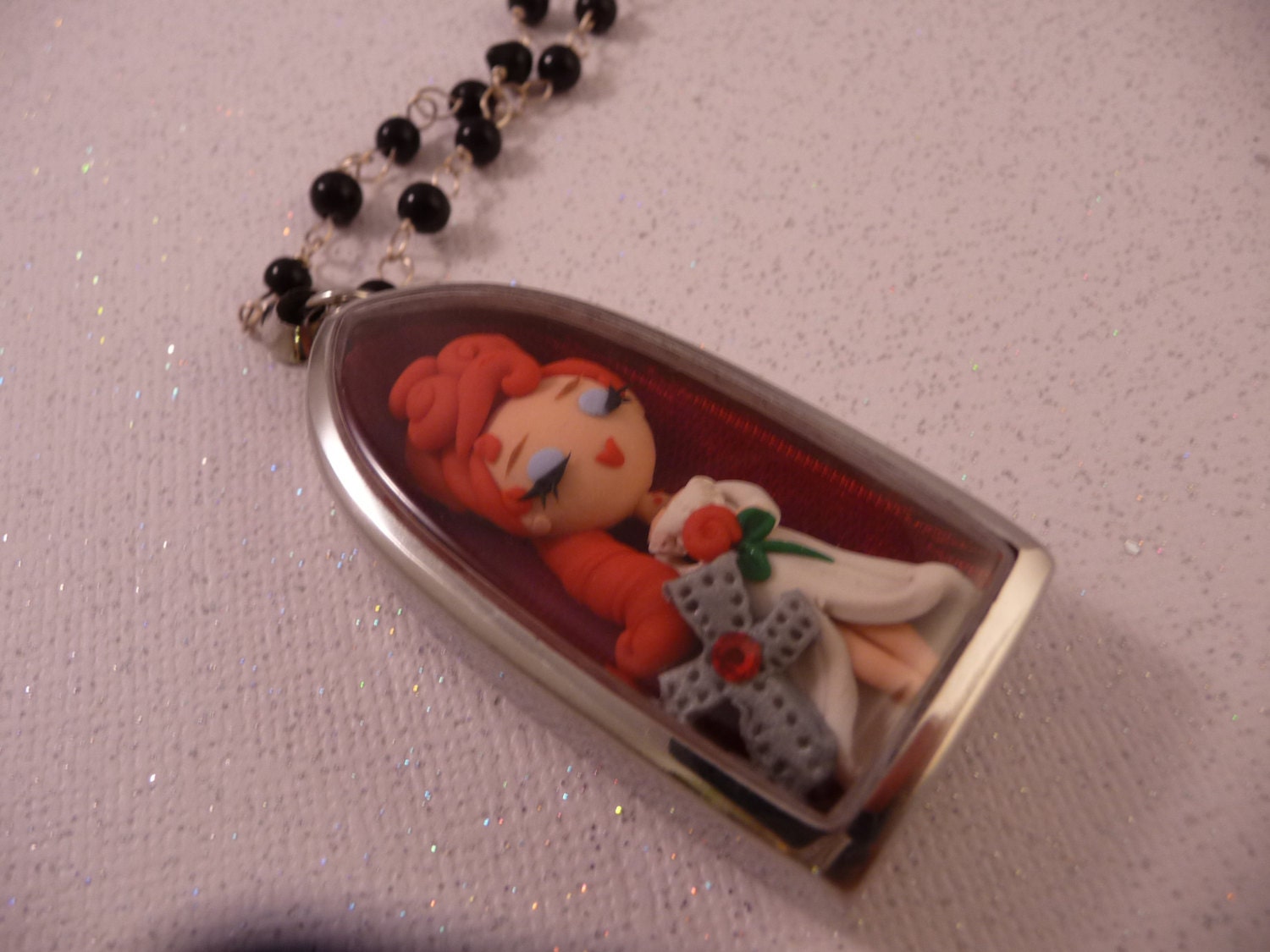 OOAK Draculas Bride Shadowbox Necklace