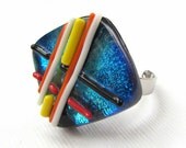 Bright Intersection Fused Glass Ring