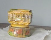 Vintage san francisco music box ceramic tourist souvenir mustard  brown green california