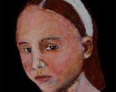 Acrylic Portrait Painting Little girl Alice Original Contemporary Fine Art Dark