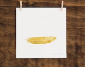 Yellow Feather- Original 5x5 Watercolor painting