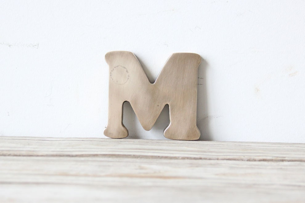 Solid Brass "M" Letter Paperweight