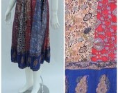 Amazing Rare Vtg 70s Patchwork Indian Gauze Skirt  sz s/m