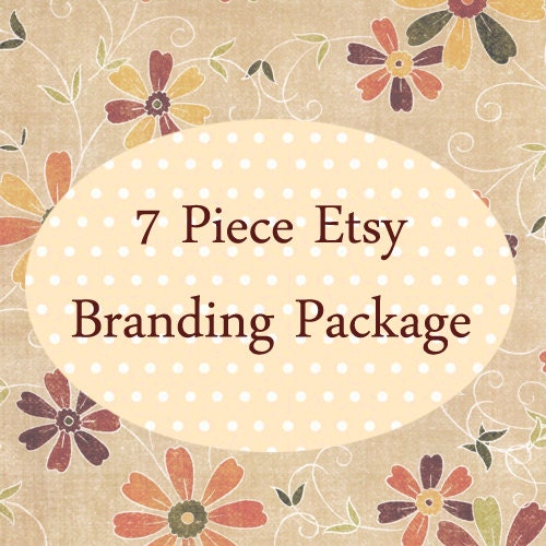 7 piece Etsy branding package. Vintage Daisies