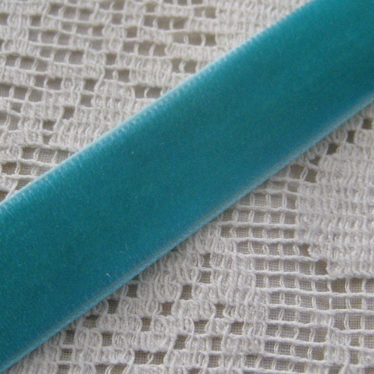 3 Yards Of Beautiful Velvet Ribbon Trim in Mermaid Blue 5/8 Inch Wide