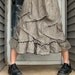 Stripe Linen Short Ruffle Skirt M