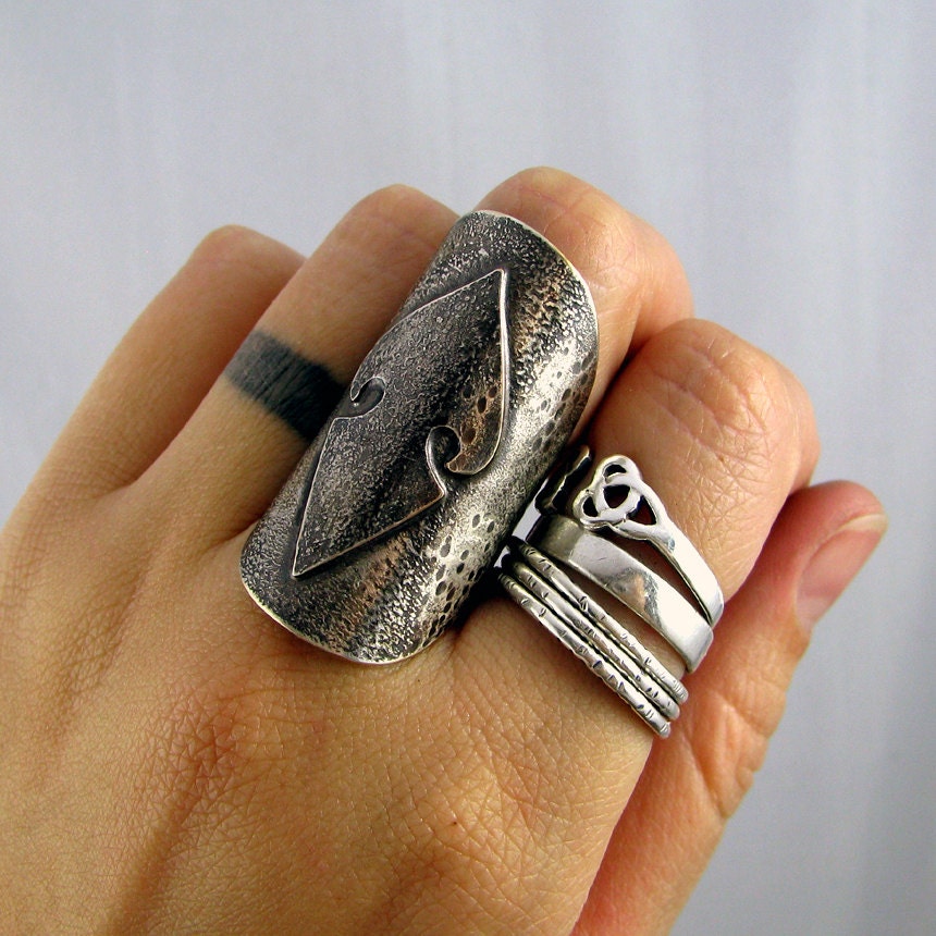 Warriors Shield - Silver Fill Knights of King Arthur Ring - MADE TO ORDER