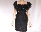 Vintage VICTOR COSTA Black Tulle Party   Dress
