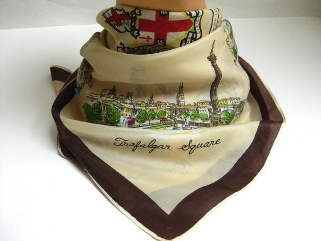 Vintage 50s City of LONDON Rayon  SCARF