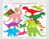 Dinosaur clipart - dinosaurs clip art, prehistoric, triceratops, t rex, tyrannosaurus rex, volcano, pterodactyl for invitations scrapbooking