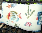 Outdoor pillow - High End Designer Fabric with embroidery