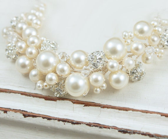 Rhinestone and Pearl Earrings