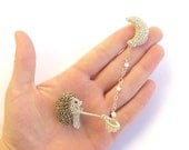 Hedgehog and moon double brooch, catch a falling star