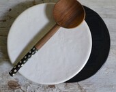 2 Breakfast Plates - Black and White - 2 small plates - Wobbly Plates Series