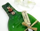 Recycled Glass Wine Bottle Cheese Tray Emerald Green Melted Bottle Plate