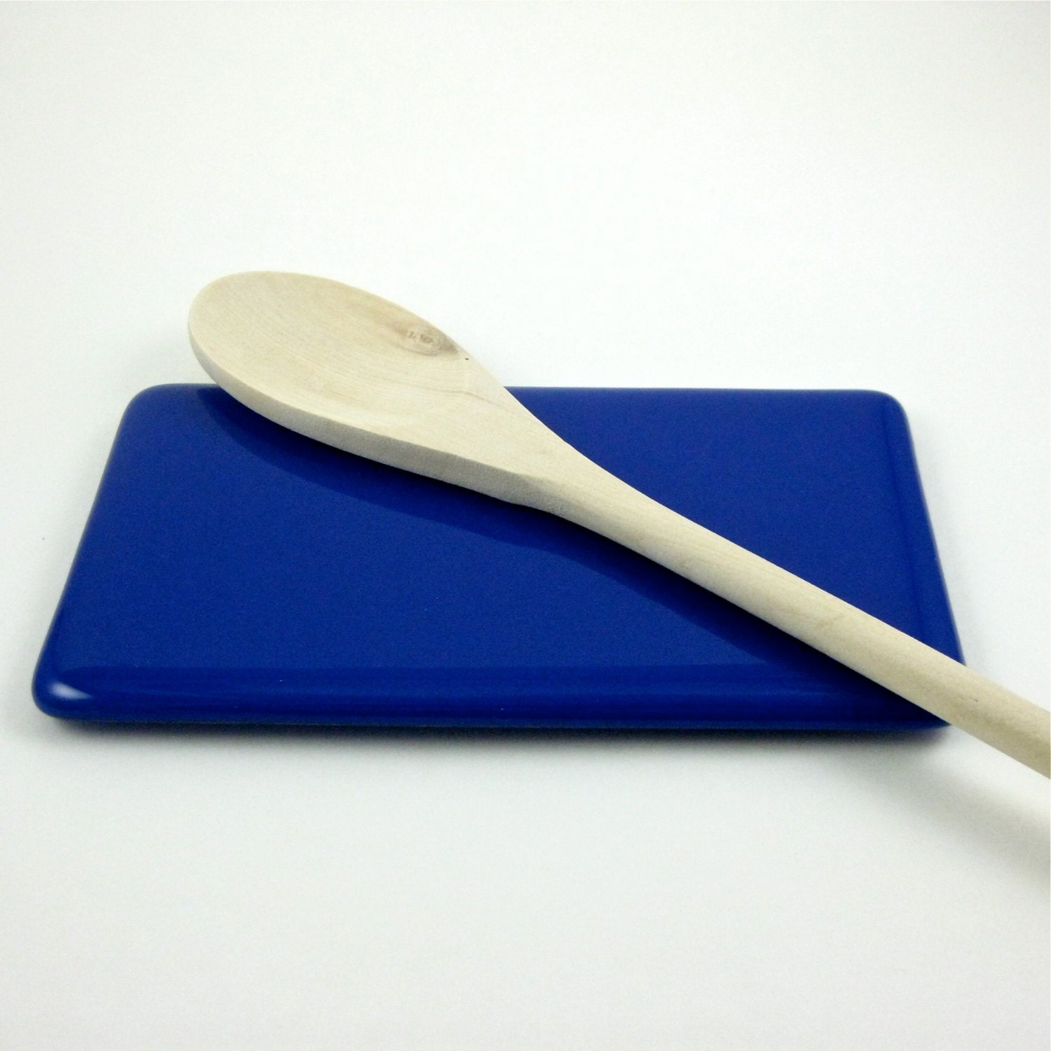 Blue Glass Spoon Rest Simple Fused Glass Design by dpholkdesigns