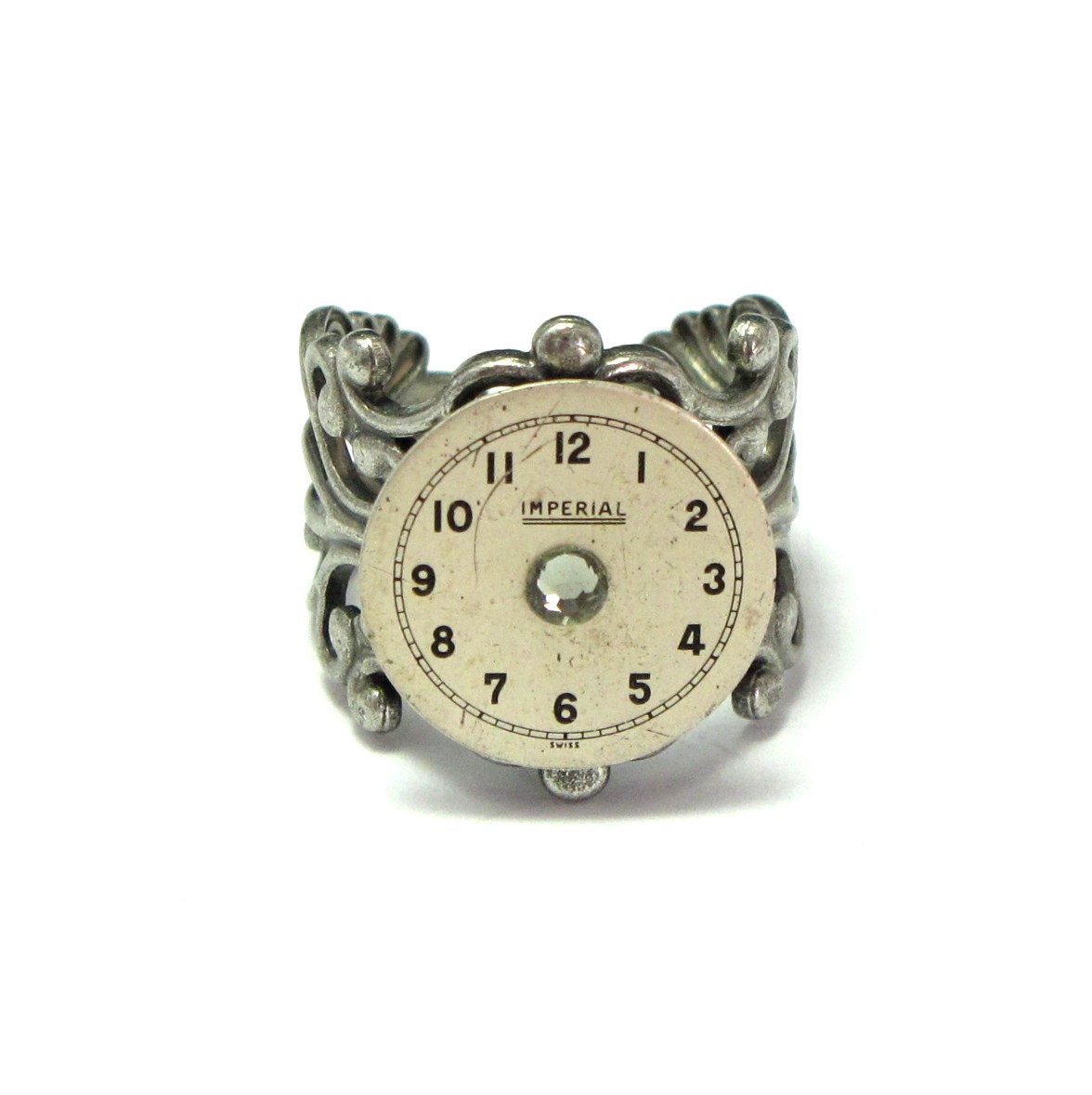 Steampunk Ring Vintage Imperial Dial Victorian Antique Silver Filigree Designed By Mystic Pieces