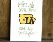 Iowa State Series Letterpress Print