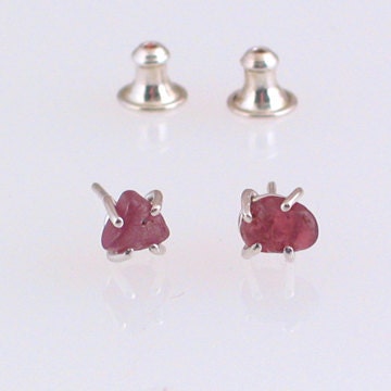 Rough Cut Garnet Post Earrings 12