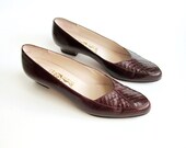 1970's Salvatore Ferragamo Oxblood Pumps Low Heels