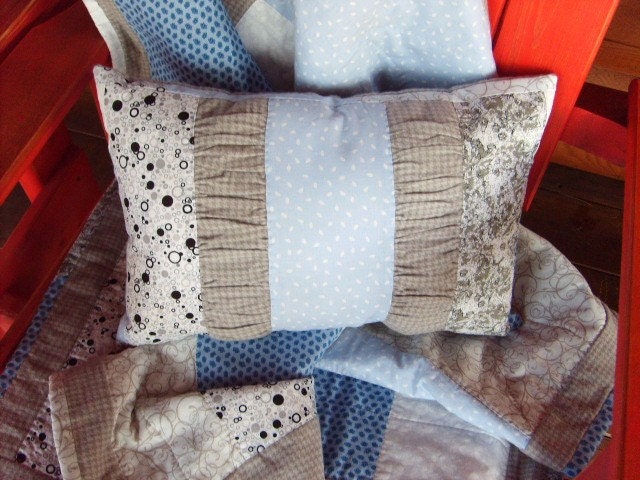 Modern Hand Quilted Baby or Lap Quilt with Pillow FREE SHIPPING