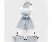 Birdie - Digital Painting Art Print 10x8