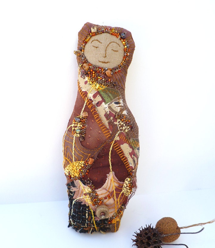 Art doll I, soft sculpture fiber art