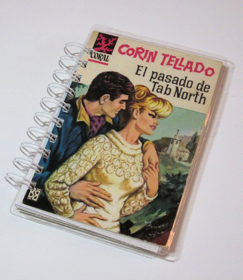 Spiral Bound Recycled Notebook Handmade from Spanish Romance Novel