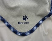 Pet  Blanket  Personalized - Blue Plaid