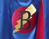 1 SuperHero Cape with Lightning Bolt Blue and Red PERSONALIZED Kids or Toddler size Super Hero Cape With Initial Il_170x135