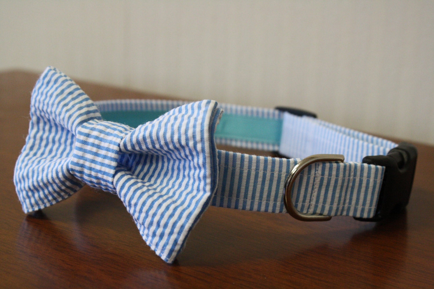 Seersucker Dog Bow Tie Collar (Bowtie) - Your choice of color
