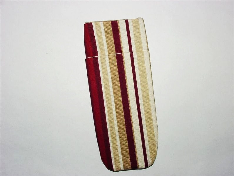 Eyeglass Sunglass Case Holder Pouch Pocket: Stripes Cranberry Tan Cream